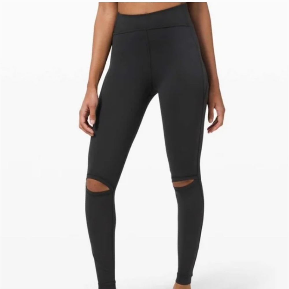 Lulu lemon full length The Force Within leggings- slit in knees.